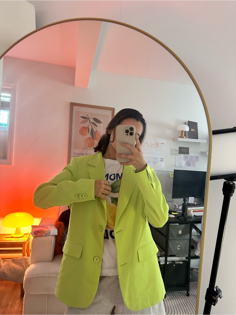 Pull&Bear Lime Green Single-Breasted Blazer